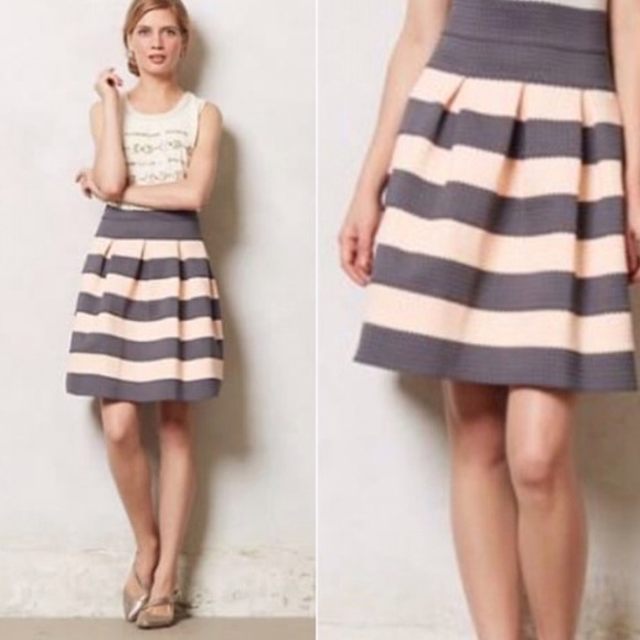 NWOT Anthropologie Scalloped Striped Ponte Skirt - Picture 1 of 8